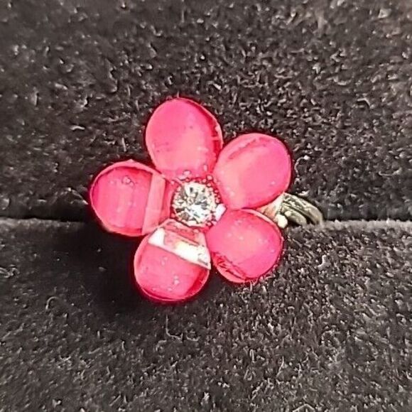 NEW Handmade Wire Wrapped Ring Silvertone Statement Floral Beaded  Size 7 - Picture 1 of 5
